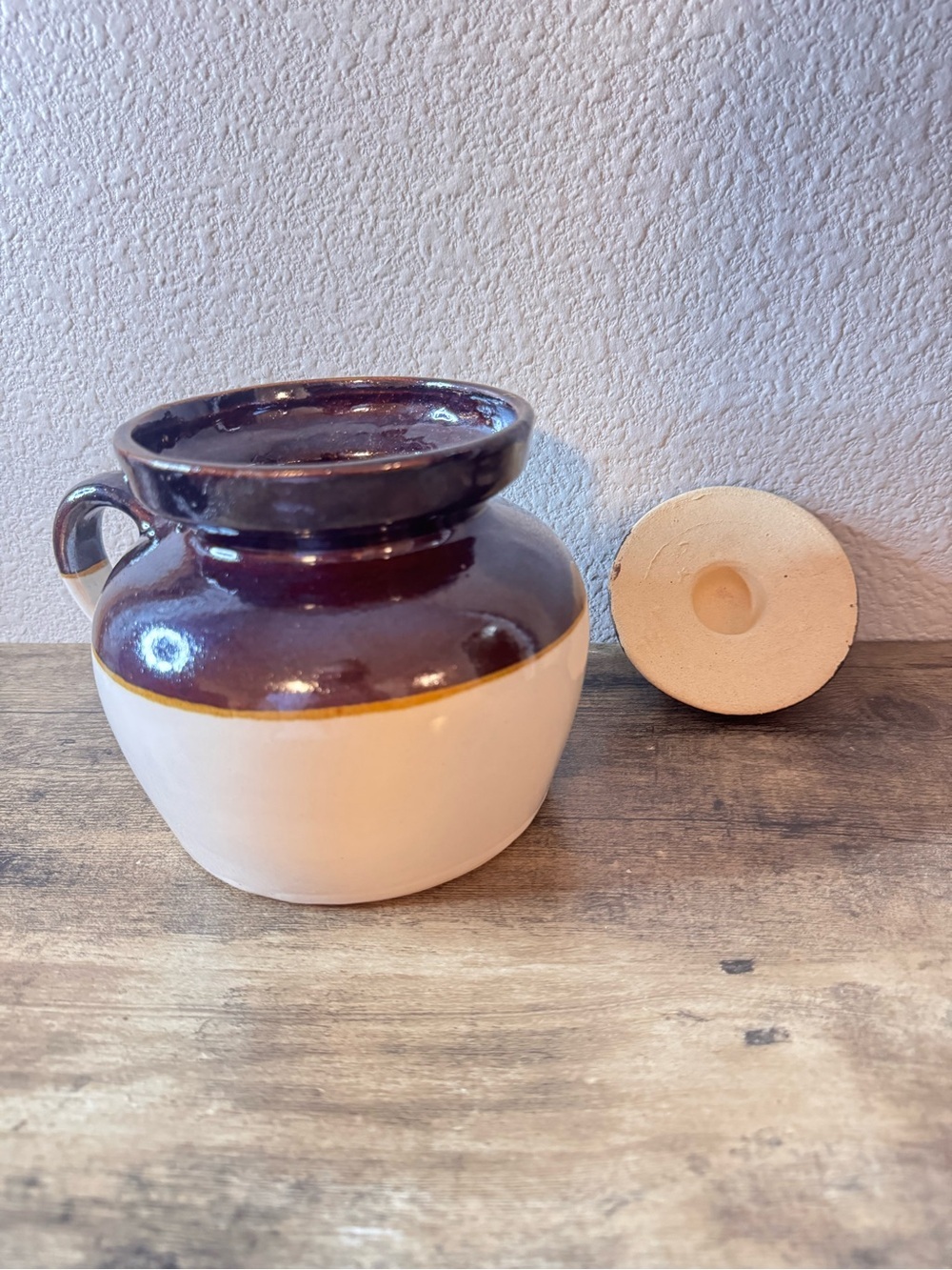Brown & Cream Stoneware Crock Jar with Lid - Picture 10 of 12